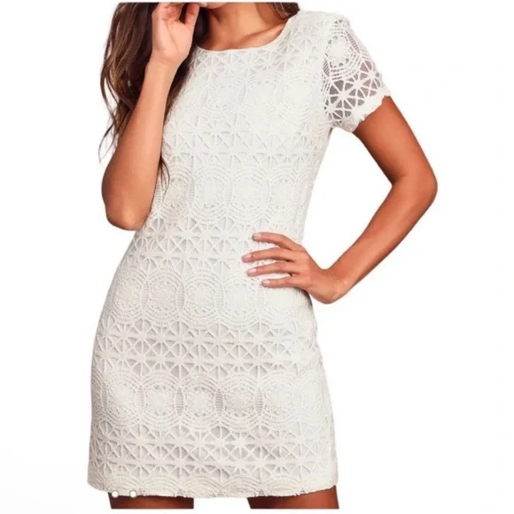 Lulus | Dresses | Lulus Love You For Eternity White Cream Lace Shift Dress  Size Medium New Easter | Poshmark